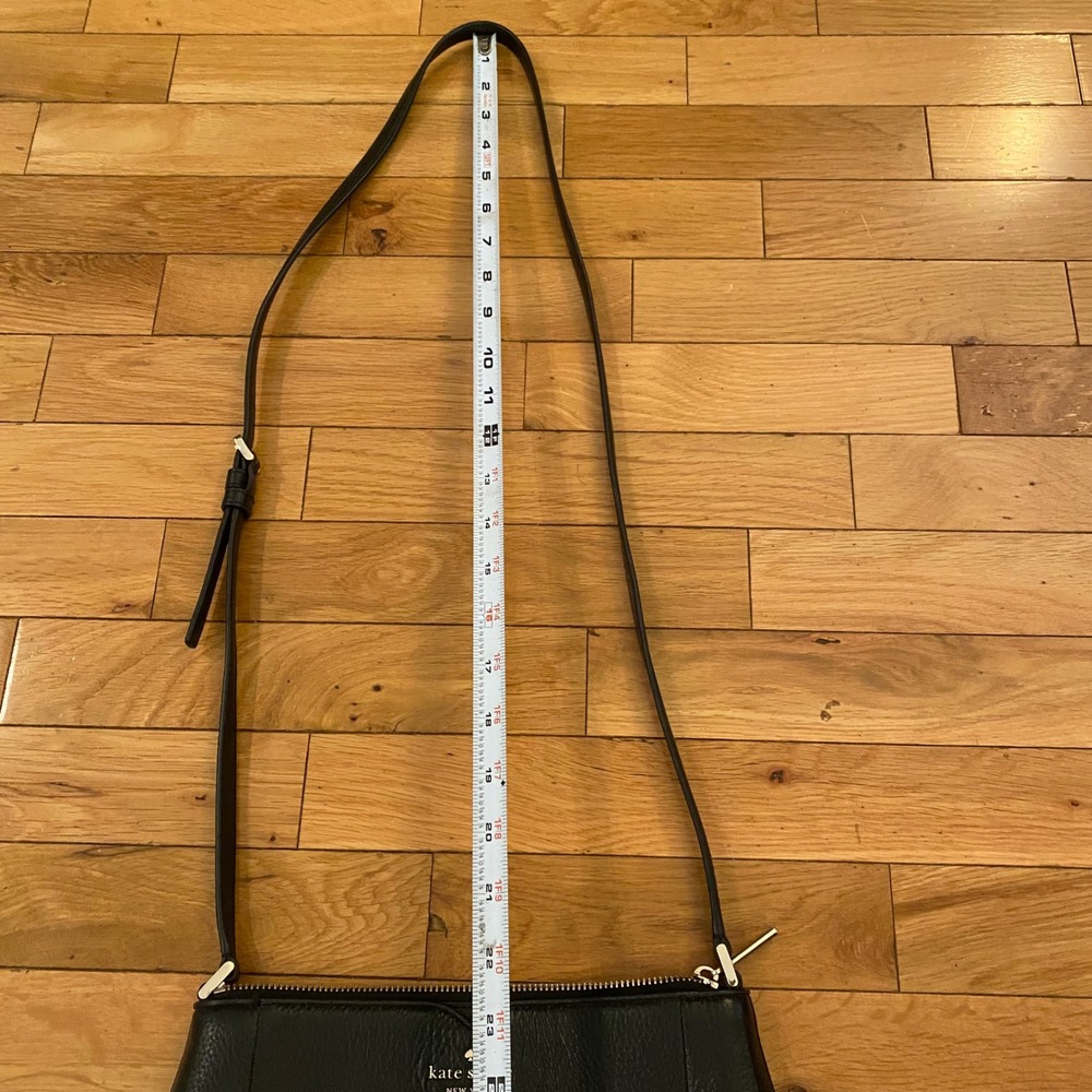 Kate Spade New York Black Pebbled Leather Crossbody Bag Gold Logo Adjustable - Picture 4 of 7